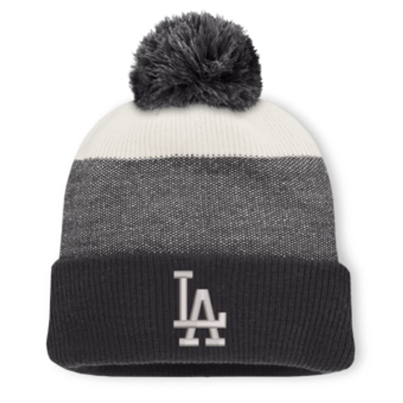 Men's Fanatics Charcoal/Gray Los Angeles Dodgers Cuffed Knit Hat with Pom