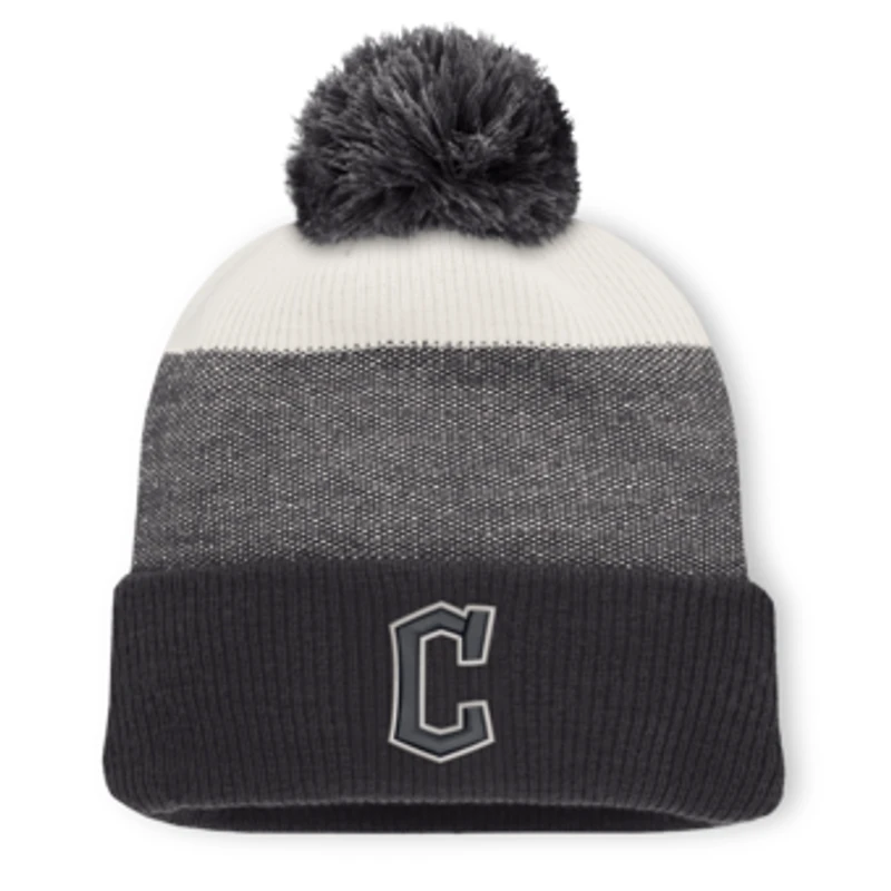 Men's Fanatics Charcoal/Gray Cleveland Guardians Cuffed Knit Hat with Pom