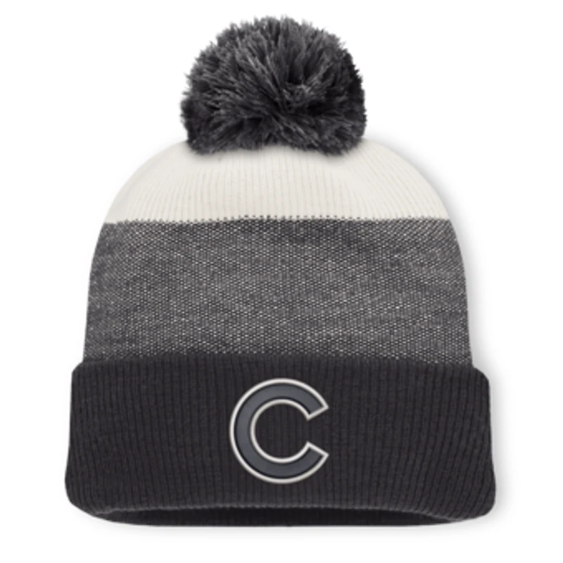 Men's Fanatics Charcoal/Gray Chicago Cubs Cuffed Knit Hat with Pom