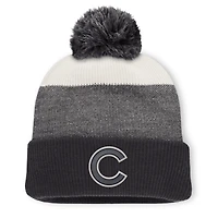 Men's Fanatics Charcoal/Gray Chicago Cubs Cuffed Knit Hat with Pom
