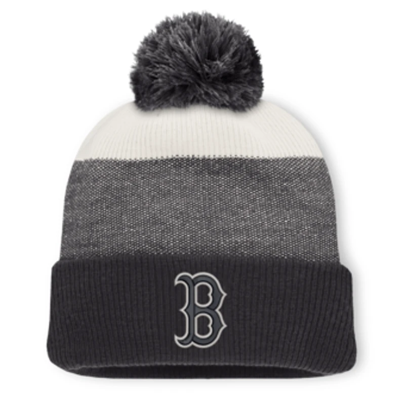 Men's Fanatics Charcoal/Gray Boston Red Sox Cuffed Knit Hat with Pom