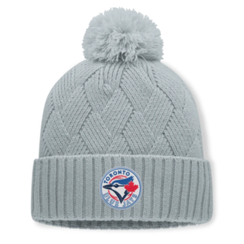 Women's Fanatics Gray Toronto Blue Jays Shifted Knit Hat with Pom