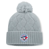 Women's Fanatics Gray Toronto Blue Jays Shifted Knit Hat with Pom