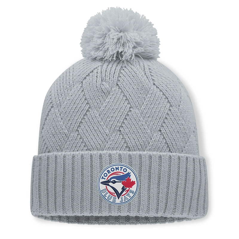 Women's Fanatics Gray Toronto Blue Jays Shifted Knit Hat with Pom