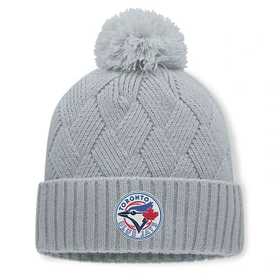 Women's Fanatics Gray Toronto Blue Jays Shifted Knit Hat with Pom