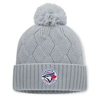 Women's Fanatics Gray Toronto Blue Jays Shifted Knit Hat with Pom