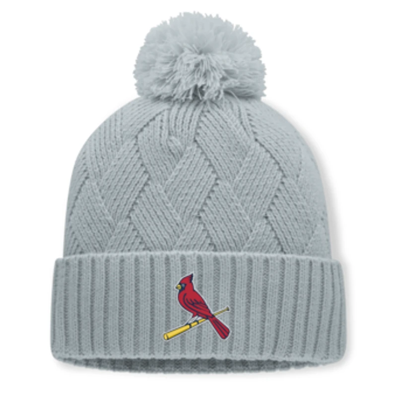 Women's Fanatics Gray St. Louis Cardinals Shifted Knit Hat with Pom