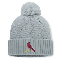 Women's Fanatics Gray St. Louis Cardinals Shifted Knit Hat with Pom