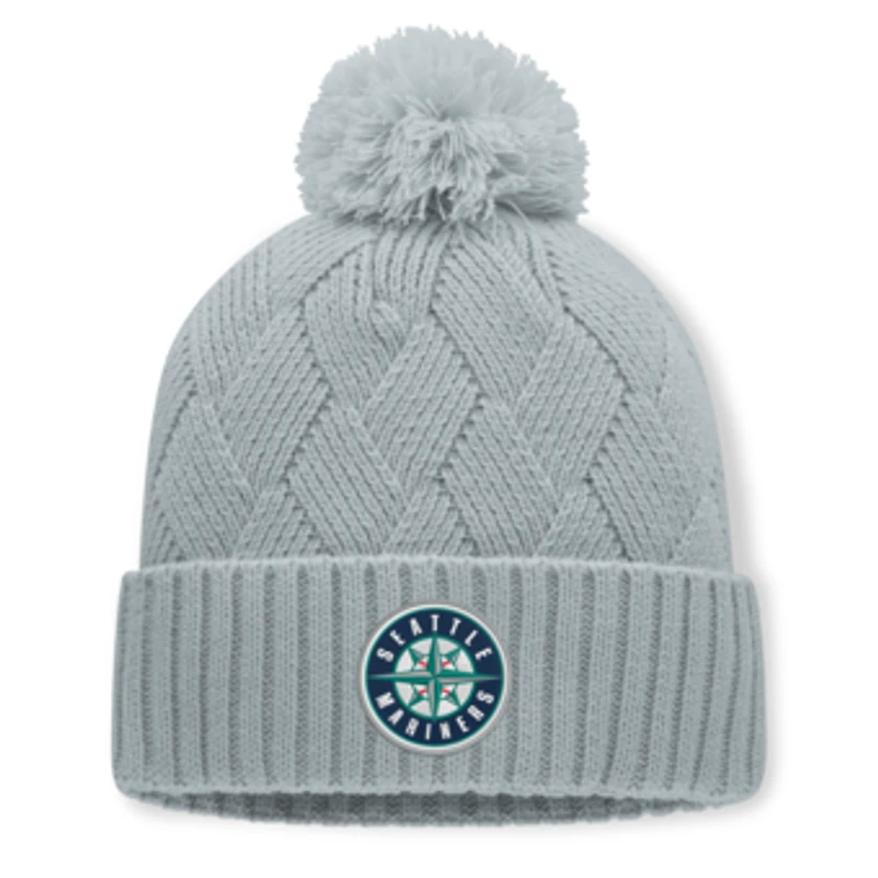 Women's Fanatics Gray Seattle Mariners Shifted Knit Hat with Pom