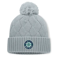 Women's Fanatics Gray Seattle Mariners Shifted Knit Hat with Pom
