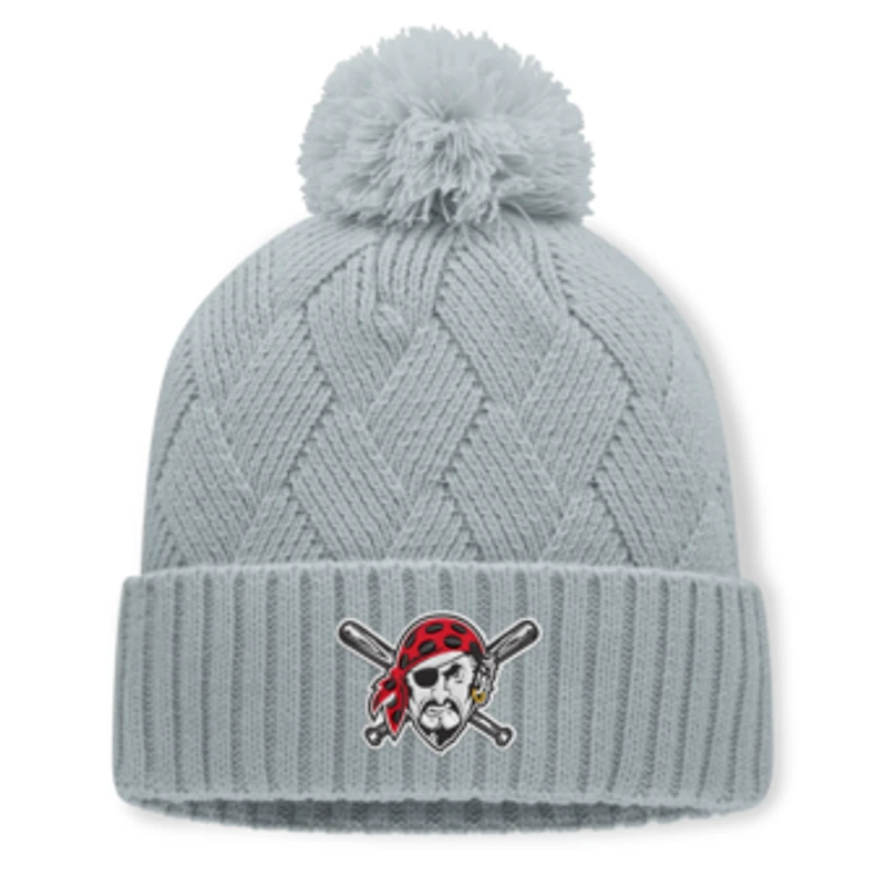 Women's Fanatics Gray Pittsburgh Pirates Shifted Knit Hat with Pom