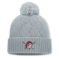 Women's Fanatics Gray Pittsburgh Pirates Shifted Knit Hat with Pom