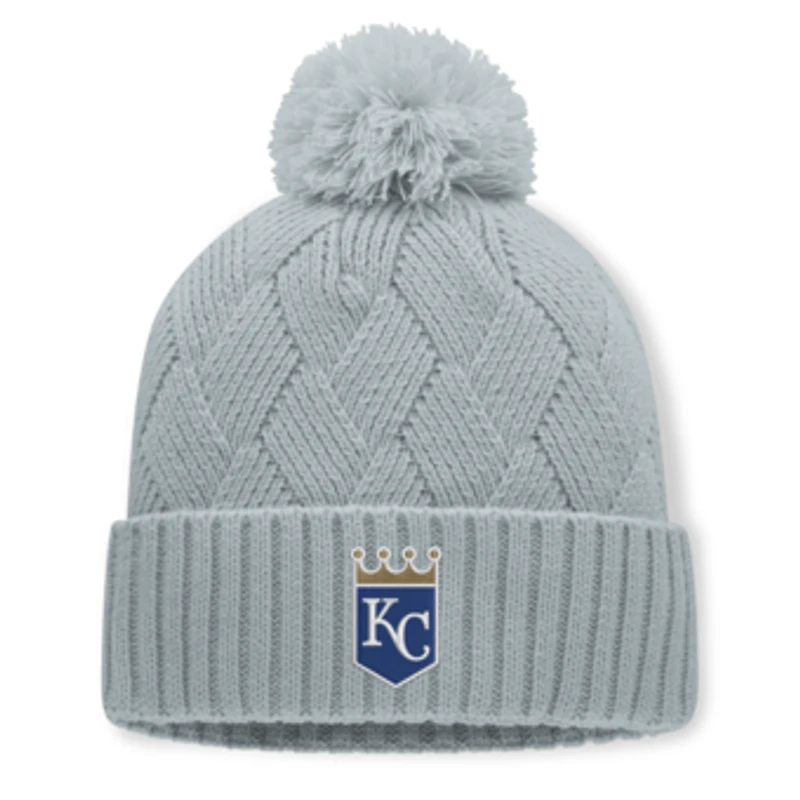 Women's Fanatics Gray Kansas City Royals Shifted Knit Hat with Pom