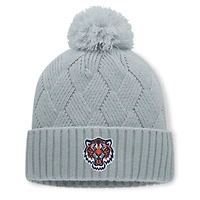 Women's Fanatics Gray Detroit Tigers Shifted Knit Hat with Pom