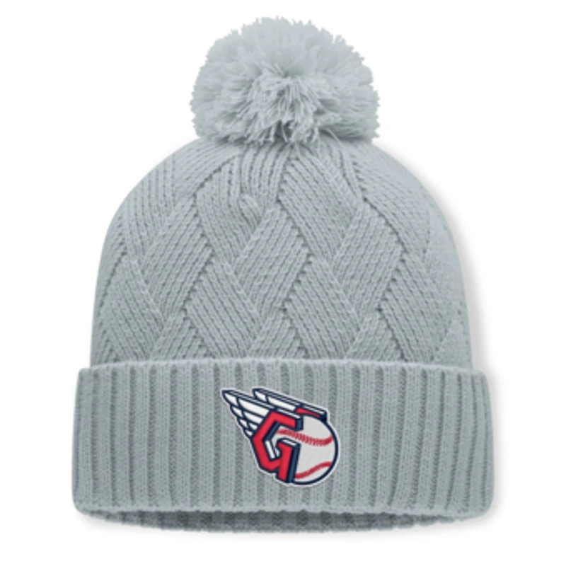 Women's Fanatics Gray Cleveland Guardians Shifted Knit Hat with Pom