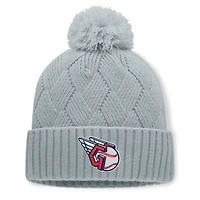 Women's Fanatics Gray Cleveland Guardians Shifted Knit Hat with Pom