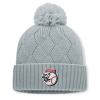Women's Fanatics Gray Cincinnati Reds Shifted Knit Hat with Pom