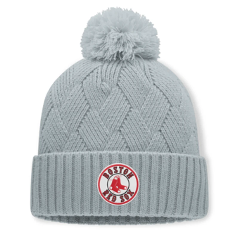 Women's Fanatics Gray Boston Red Sox Shifted Knit Hat with Pom