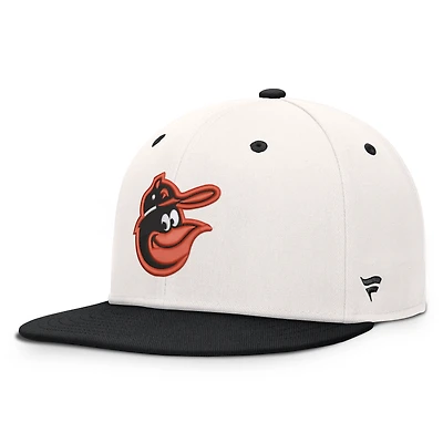 Men's Fanatics Cream/Black Baltimore Orioles Heritage Ballpark Snapback Hat