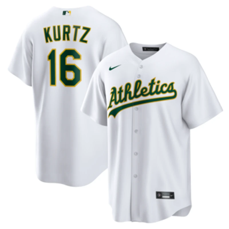 Men's Nike Nick Kurtz White Athletics Home Replica Jersey