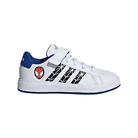 Youth adidas White/Blue Spider-Man Grand Court EL Shoes