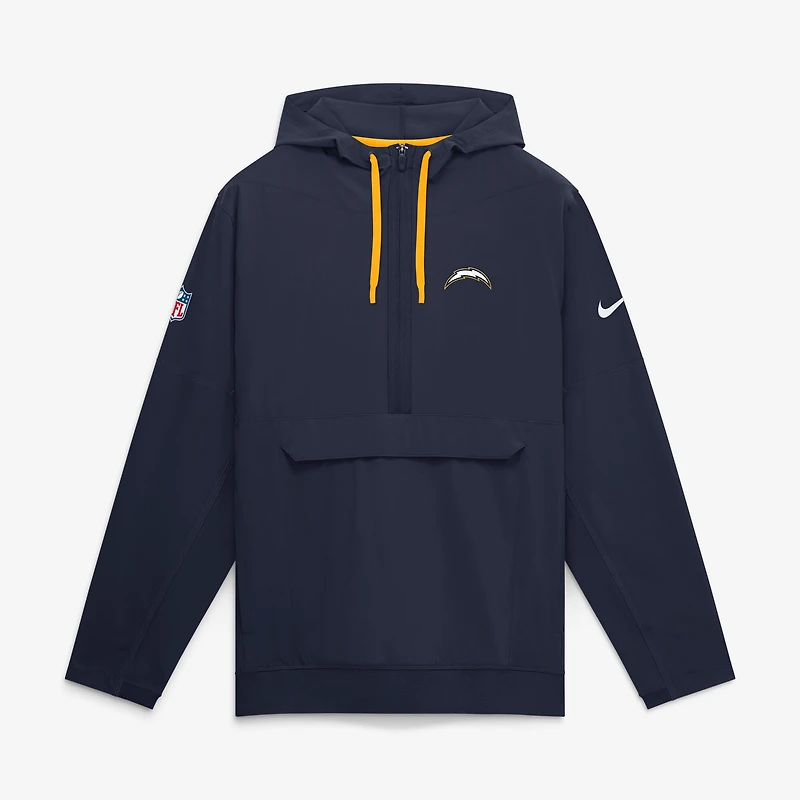 Men's Nike Navy Los Angeles Chargers Sideline Broken Rules Alternate Anorak Half-Zip Hooded Jacket