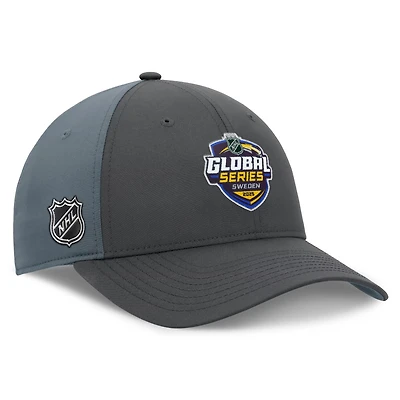 Men's Fanatics Charcoal 2025 NHL Global Series Sweden Adjustable Hat