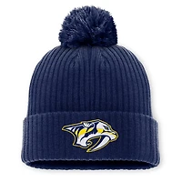 Men's Fanatics Navy Nashville Predators 2025 NHL Global Series Sweden Cuffed Knit Hat with Pom