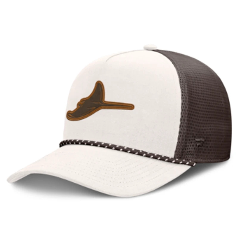 Men's Fanatics Cream/Brown Tampa Bay Rays Level Up Bronco Adjustable Trucker Hat