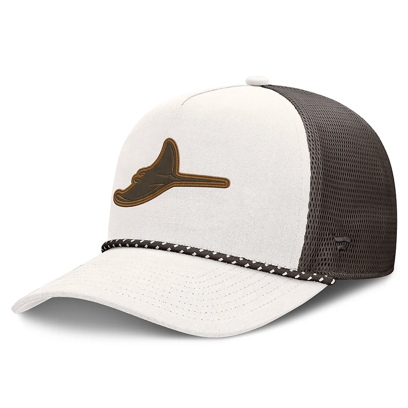 Men's Fanatics Cream/Brown Tampa Bay Rays Level Up Bronco Adjustable Trucker Hat