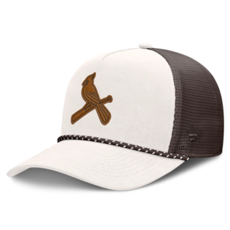 Men's Fanatics Cream/Brown St. Louis Cardinals Level Up Bronco Adjustable Trucker Hat