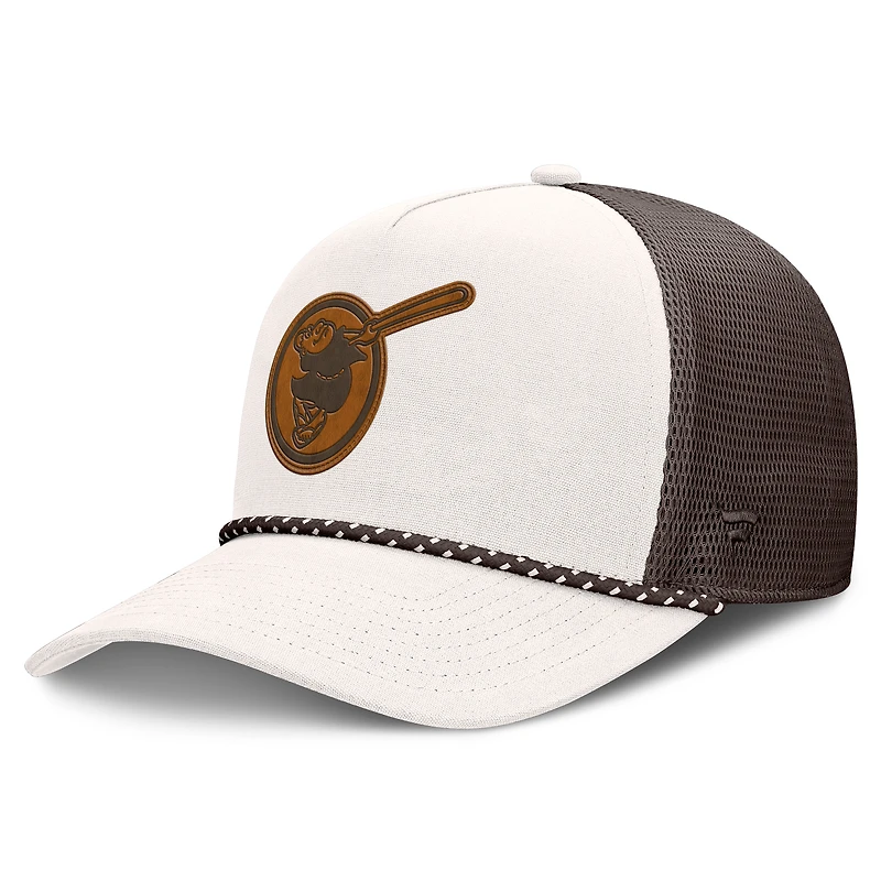 Men's Fanatics Cream/Brown San Diego Padres Level Up Bronco Adjustable Trucker Hat