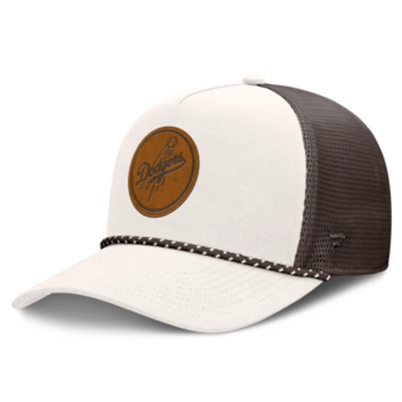 Men's Fanatics Cream/Brown Los Angeles Dodgers Level Up Bronco Adjustable Trucker Hat