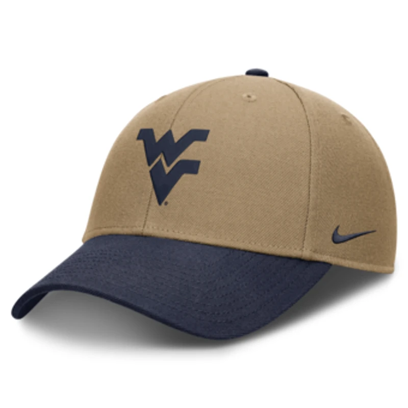 Unisex Nike Beige/Navy West Virginia Mountaineers Primetime Rise Dri-FIT Adjustable Hat