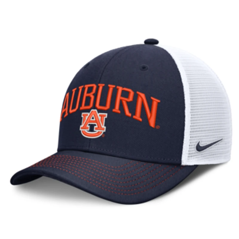 Unisex Nike  Navy/White Auburn Tigers Primetime Arched Trucker Adjustable Hat