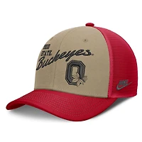 Unisex Nike  Beige/Scarlet Ohio State Buckeyes Legacy Rise Trucker Adjustable Hat