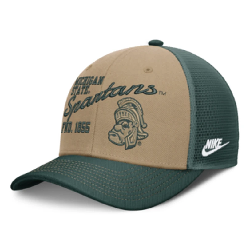 Unisex Nike Beige/Forest Green Michigan State Spartans Legacy Rise Trucker Adjustable Hat