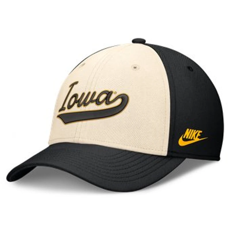 Men's Nike  Natural/Black Iowa Hawkeyes Legacy Swooshflex Dri-FIT Hat