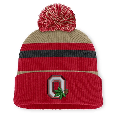 Unisex Nike  Scarlet Ohio State Buckeyes Legacy Striped Cuffed Knit Hat with Pom