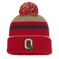 Unisex Nike  Scarlet Ohio State Buckeyes Legacy Striped Cuffed Knit Hat with Pom