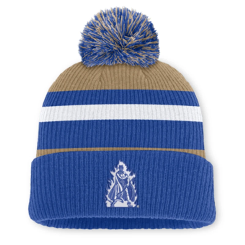 Unisex Nike Royal/Beige Duke Blue Devils Legacy Striped Cuffed Knit Hat with Pom
