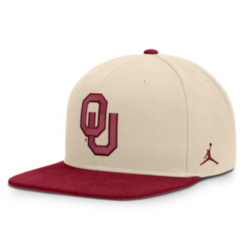 Unisex Jordan Brand Natural/Crimson Oklahoma Sooners Campus Prep Snapback Hat