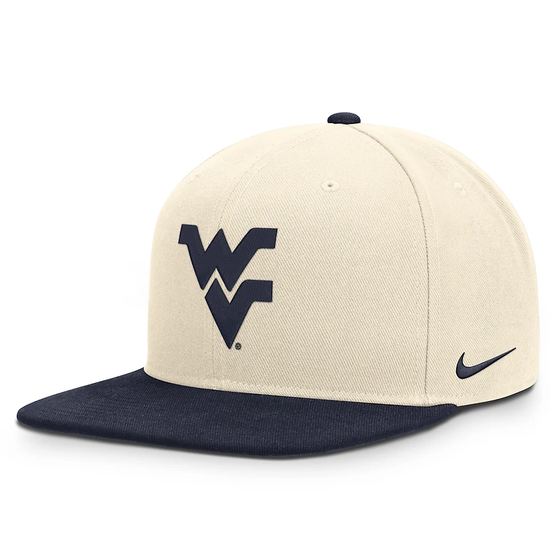 Unisex Nike Natural/Navy West Virginia Mountaineers Campus Prep Snapback Hat