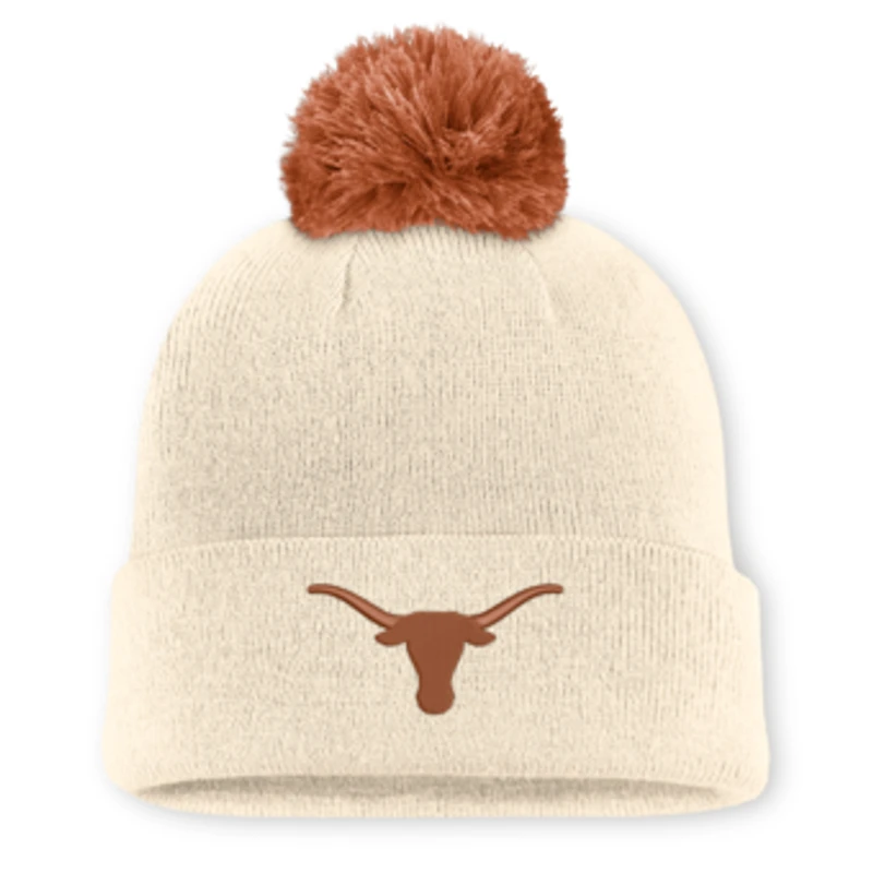 Unisex Nike  Natural Texas Longhorns Campus Prep Script Cuffed Knit Hat with Pom