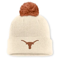 Unisex Nike  Natural Texas Longhorns Campus Prep Script Cuffed Knit Hat with Pom