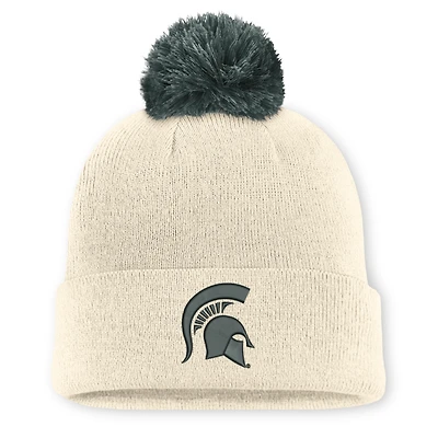 Unisex Nike  Natural Michigan State Spartans Campus Prep Script Cuffed Knit Hat with Pom