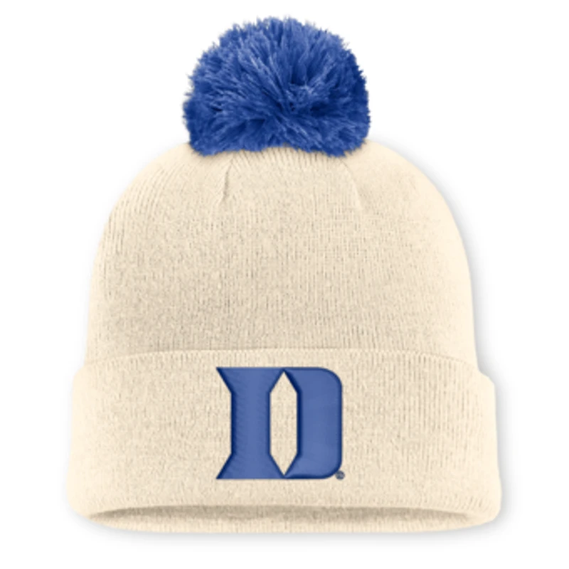 Unisex Nike Natural Duke Blue Devils Campus Prep Script Cuffed Knit Hat with Pom