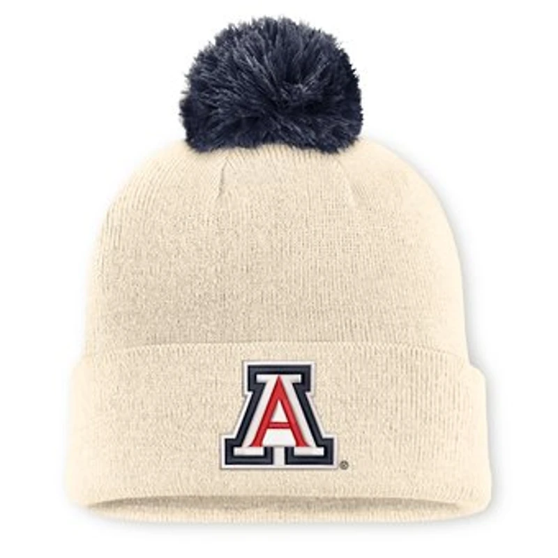 Unisex Nike Natural Arizona Wildcats Campus Prep Script Cuffed Knit Hat with Pom
