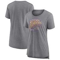 Women's Fanatics Gray LSU Tigers 2025 NCAA Baseball Men's College World Series Champions Vintage Tri-Blend T-Shirt