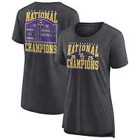 Women's Fanatics Gray LSU Tigers 2025 NCAA Baseball Men's College World Series Champions Schedule Tri-Blend T-Shirt